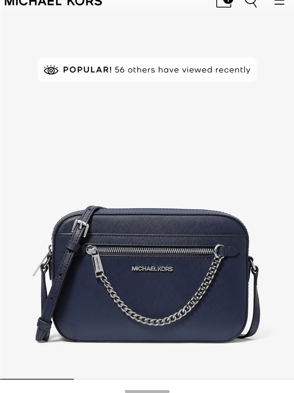 Michael Kors Navy Saffiano Crossbody with Silver Chain Detail